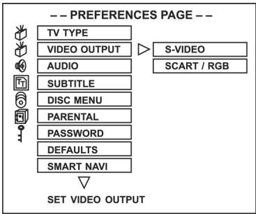 CLATRONIC DVD 592 - Set up the VIDEO OUTPUT - 1