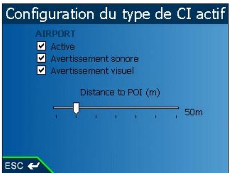 NAVMAN ICN600 - Paramètres des centres d'intérêt (CI) actifs - 1