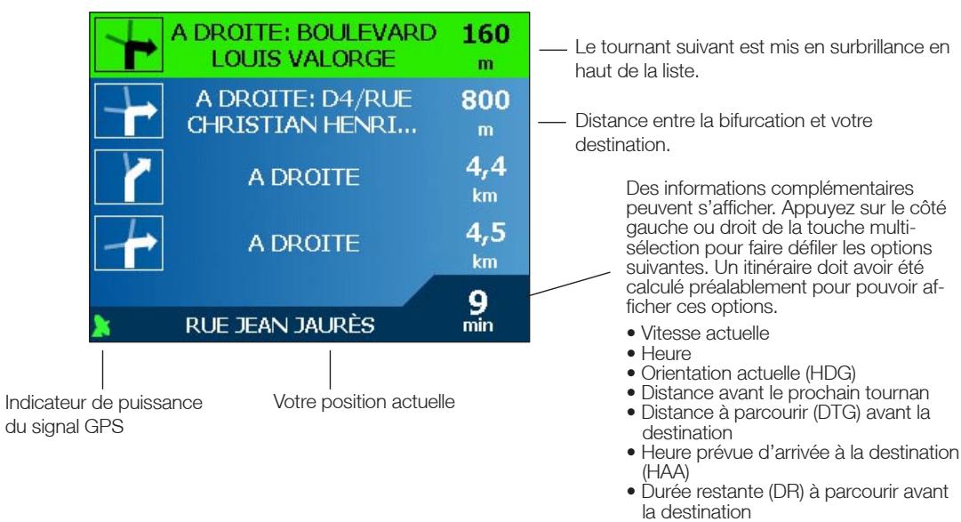 NAVMAN ICN600 - Ecran des quatre tournants suivants - 1