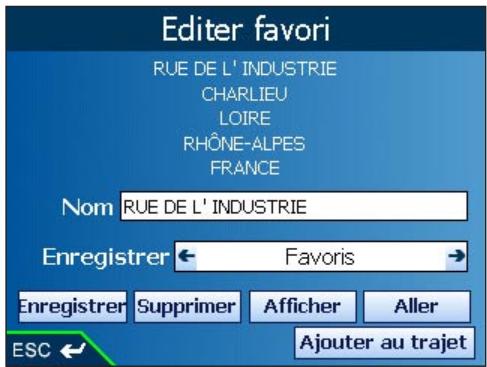 NAVMAN ICN600 - Modification des favors et des raccourcis - 1