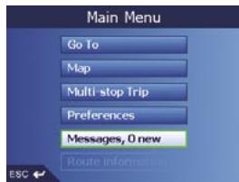 NAVMAN M-NAV650 - Select "Messages" - 1