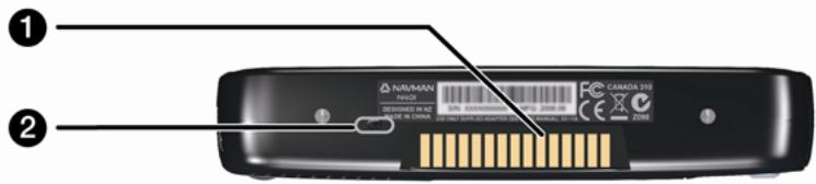 NAVMAN N-SERIES - Éléments situés sur le bas de l'appareil - 1