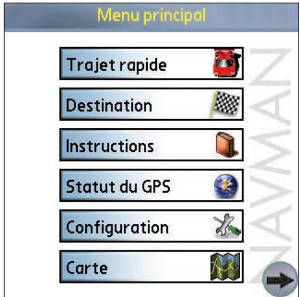 NAVMAN PALM - Ecran du menu principal - 1