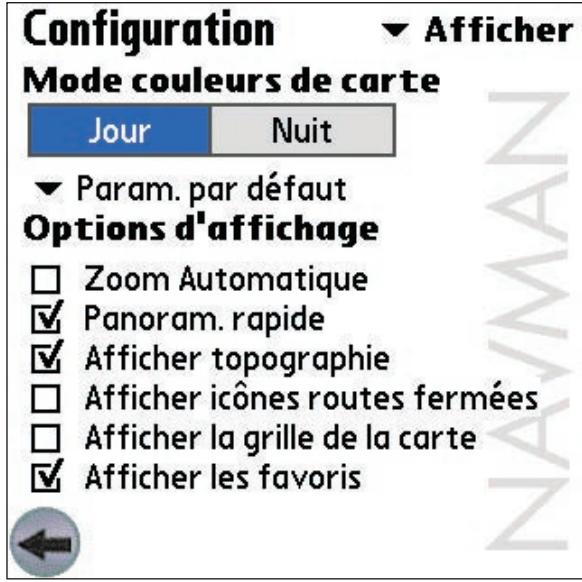 NAVMAN PALMSMARTSTV3 - Paramètres d'affichage - 1