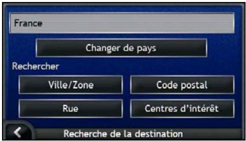 NAVMAN ICN 700 - Ouvrez l'écran Recherche de la destination - 3