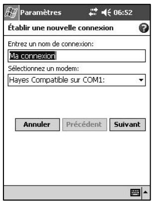 NAVMAN PIN POCKET PC 570 - Création d'une connexion modem à un FAI - 2