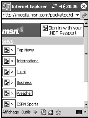 NAVMAN PIN570 - Utilisation des pages Web - 5