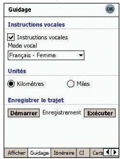 NAVMAN SPIN 100 - Paramètres de guidage - 1