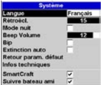 NAVMAN 8120 - Options du menu Paramétrage - 19