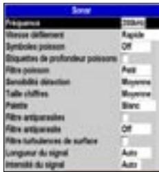 NAVMAN 8120 - Options du menu Paramétrage - 5