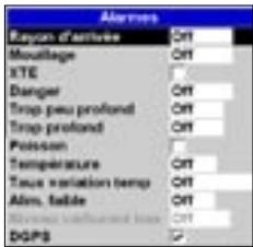 NAVMAN 8120 - Options du menu Paramétrage - 12
