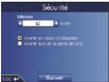 NAVMAN ICN 530 - Préférences d'alarmes - Vitesse et signaux GPS - 1