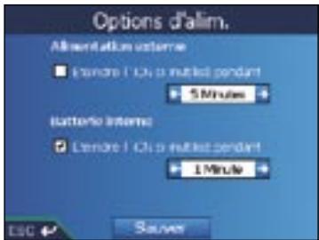 NAVMAN ICN 530 - Preférences du matériel - Options d'alimentation - 1