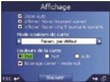 NAVMAN ICN 530 - Préférences de la carte - Paramètres d'affichage - 1
