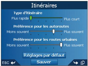NAVMAN ICN 550 - Préférences d'itinéraire - 1