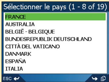 NAVMAN ICN 550 - Deuxième étape : choix du pays de destination - 1