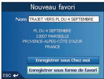 NAVMAN ICN510 - Enregistrement d'un favori à partir de l'écran carte en 2D - 1
