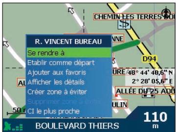 NAVMAN ICN510 - Utilisation de l'écran carte en 2D pour programmer un itinéraire - 1