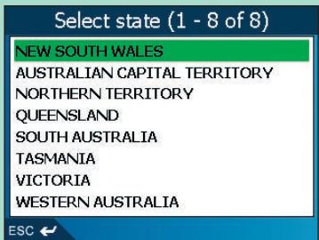 NAVMAN ICN510-520-SMARTST2005 - Troisième étape : Sélectionner l'etat de votre point de destination - 1