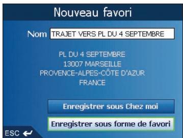 NAVMAN ICN520 - Enregistrement d'un favori à partir de l'écran Carte en 2D - 2