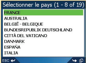 NAVMAN ICN520 - Deuxieme étape : Sélectionner le pays de votre point de destination - 1