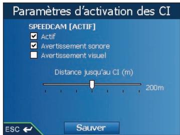 NAVMAN ICN520 - Préférences d'alarmes - Cl actifs - 2