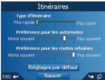 NAVMAN ICN520 - Preférences d'itinéraire - 1