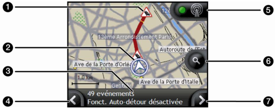 NAVMAN N-SERIES B2+ - Comment consulter l'écran Aperçu sur la circulation ? - 1