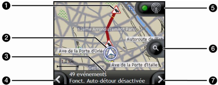 NAVMAN N-SERIES-B2-TRAFFIC - Comment consulter l'écran aperçu sur la circulation ? - 1