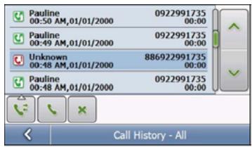 NAVMAN S70 3D - Visualiser l'historique des appel : - 8