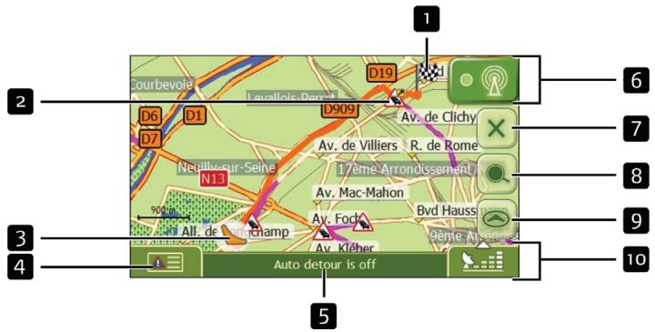 NAVMAN F45 - Écran aperçu de la circulation (sur certains modèles uniquement) - 1