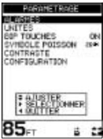 NAVMAN FISH 4100 - Menu PARAMETRAGE - 1