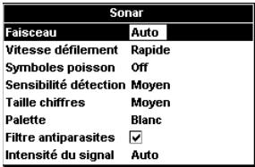 NAVMAN FISH 4432 - 3-2 Paramétrage > sonar - 1