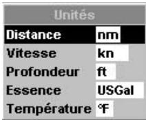 NAVMAN FISHFINDERS FISH 4380 - 3-7 Paramétrage > Unités - 1