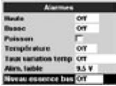 NAVMAN FISHFINDERS FISH 4500 - 3-5 Paramétrage > Alarmes - 1