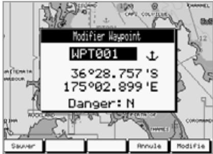 NAVMAN TRACKER 950 - 6-1-6 Fonctions d'édition d'un waypoint - 1