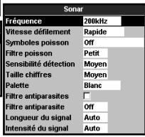 NAVMAN TRACKFISH 6500 - Options du menu Paramétrage - 4