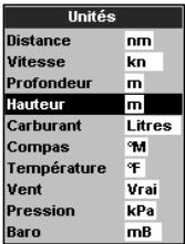 NAVMAN TRACKFISH 6500 - Options du menu Paramétrage - 12