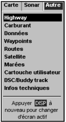 NAVMAN TRACKFISH 6500 - Autres menus et écrans - 1