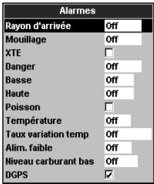NAVMAN TRACKFISH 6500 - Options du menu Paramétrage - 11