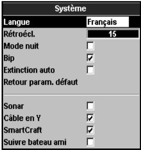 NAVMAN TRACKFISH 6500 - 17-1 Paramétrage > Système - 1