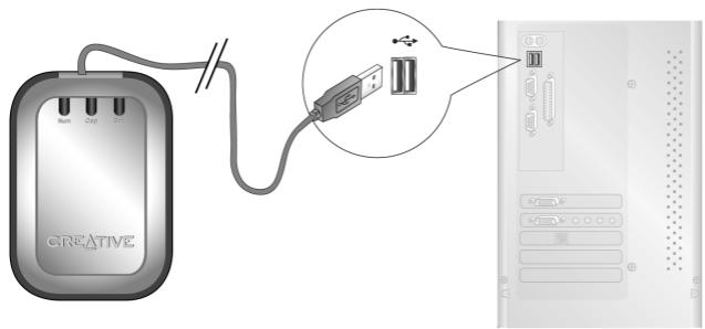 CREATIVE DESKTOP WIRELESS 9000 PRO - Etape 3 : connexion du récepteur RF - 1