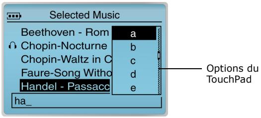 CREATIVE ZEN TOUCH 40GB - Sélection d'options de liste et de zone de confirmation - 1