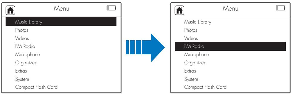 CREATIVE ZEN VISION - Navigation dans les menus - 1