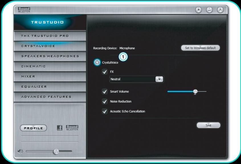 CREATIVE SOUND BLASTER RECON3D OMEGA WIRELESS - Paramètres CrystalVoice - 1