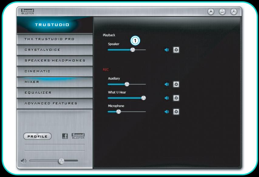 CREATIVE SOUND BLASTER RECON3D OMEGA WIRELESS - Paramètres du mixeur - 1