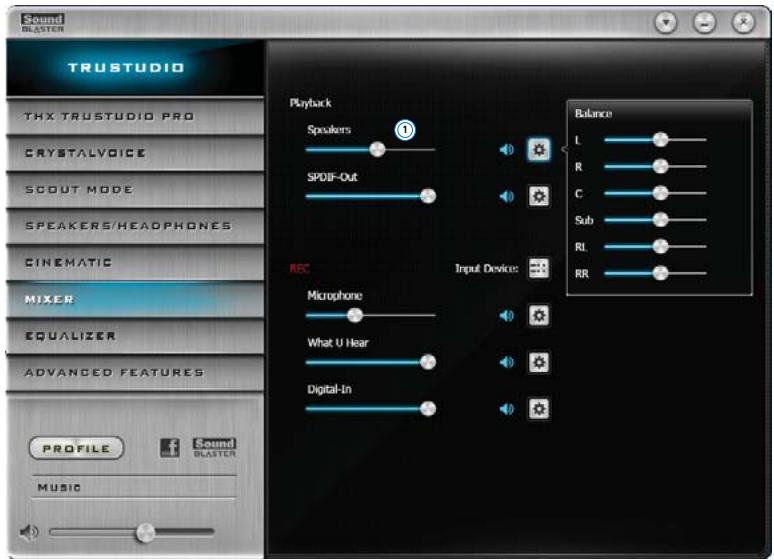 CREATIVE SOUND BLASTER RECON3D PROFESSIONAL AUDIO - Paramètres du mixeur - 1