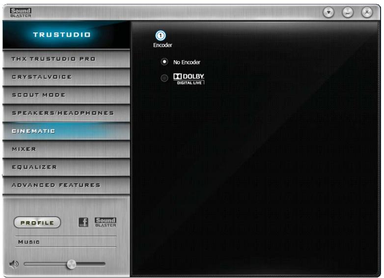 CREATIVE SOUND BLASTER RECON3D PROFESSIONAL AUDIO - Paramètres cinématiques - 1