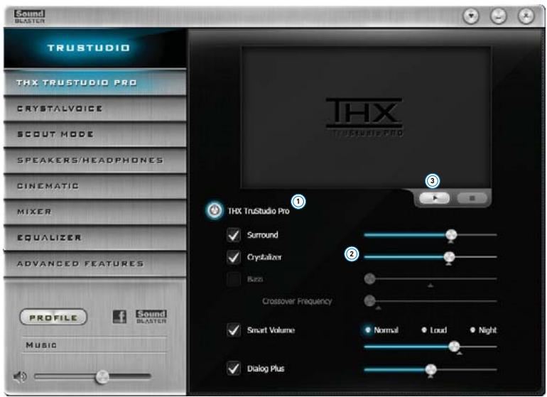 CREATIVE SOUND BLASTER RECON3D PROFESSIONAL AUDIO - Paramètres THX TruStudio Pro - 1