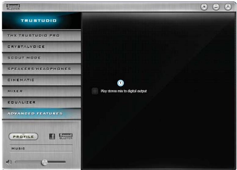 CREATIVE SOUND BLASTER RECON3D PROFESSIONAL AUDIO - Paramètres des fonctionnalités avancées - 1